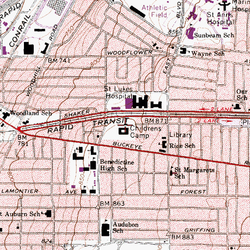 Topographic Map of Cleveland Clinic Children's Hospital for Rehabilitation, OH