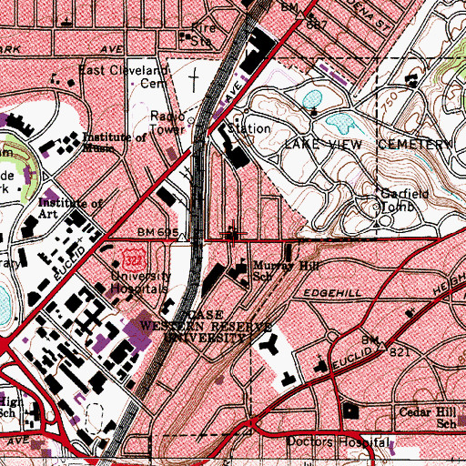 Topographic Map of Holy Rosary School (historical), OH