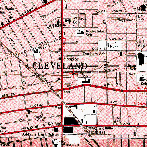 Topographic Map of Hough Avenue Church (historical), OH