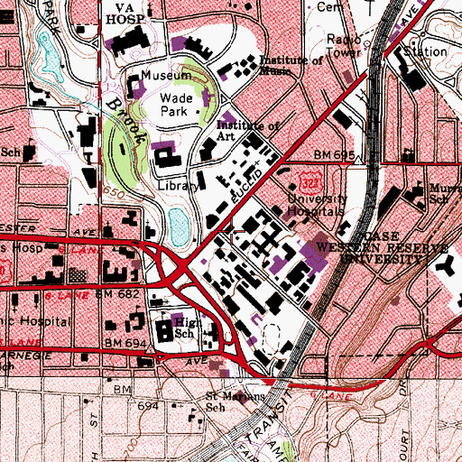 Topographic Map of Howard Dittrick Museum of Historical Medicine, OH