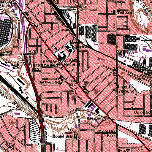 Topographic Map of Hruby Conservatory of Music (historical), OH