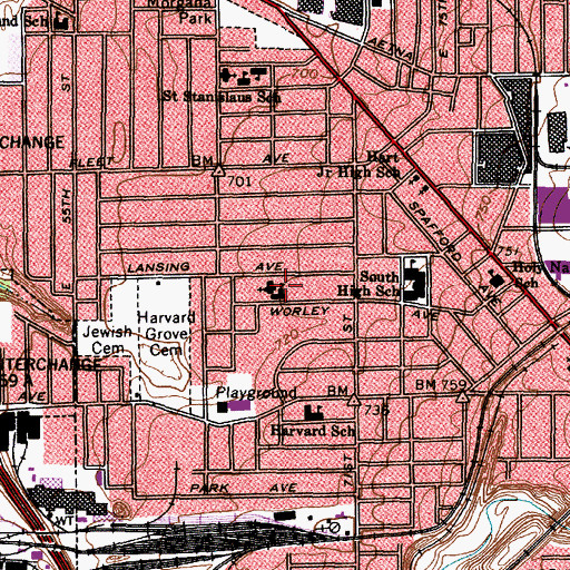 Topographic Map of Jesus and Mary School (historical), OH
