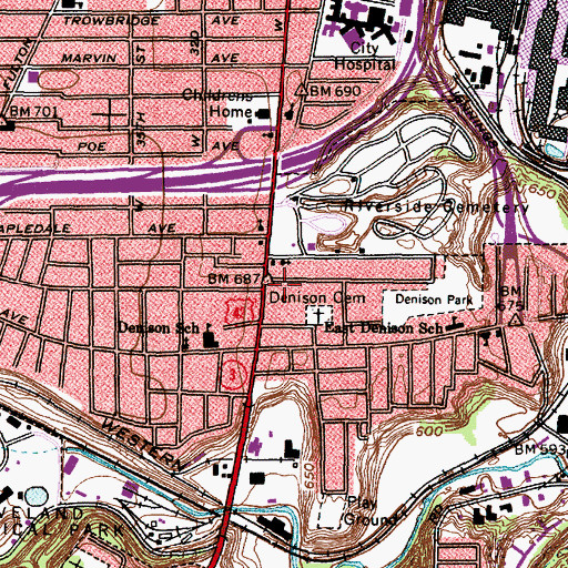 Topographic Map of Immanuel Swedish Lutheran Church (historical), OH