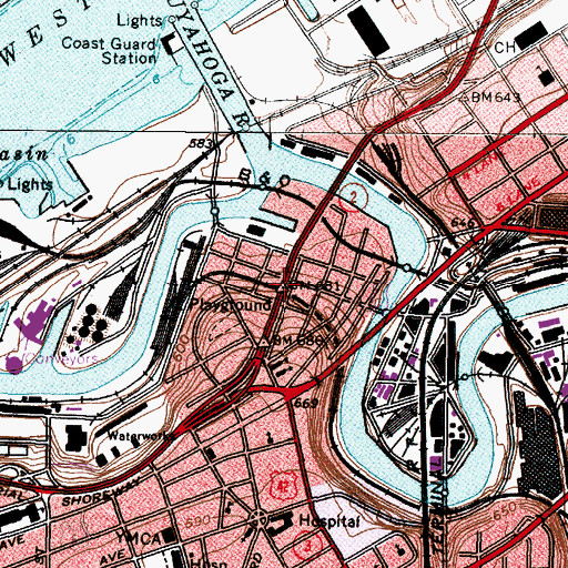 Topographic Map of Irishtown Bend, OH