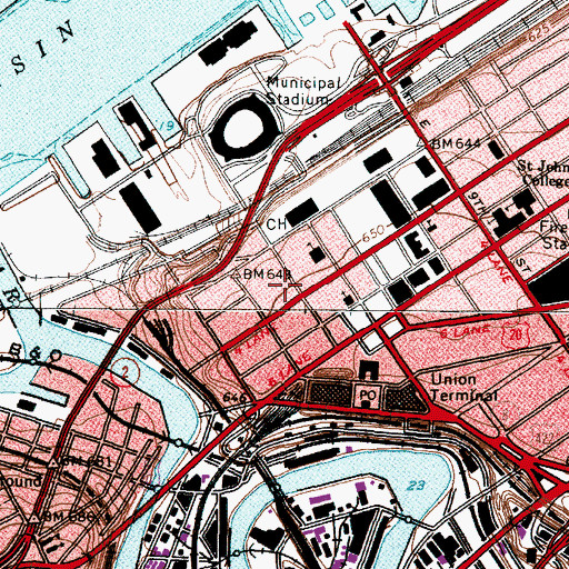 Topographic Map of Fort Huntington (historical), OH