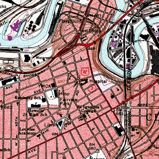 Topographic Map of Franklin Circle, OH