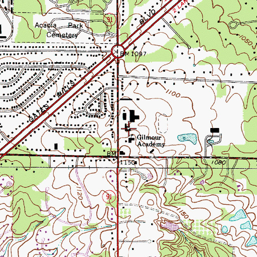 Topographic Map of Glen Oak School, OH