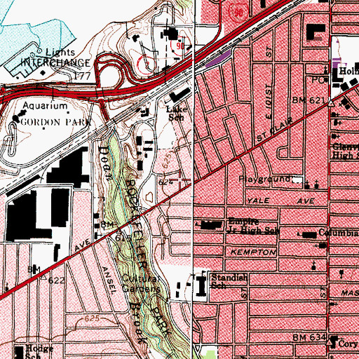 Topographic Map of Glenville Race Track (historical), OH