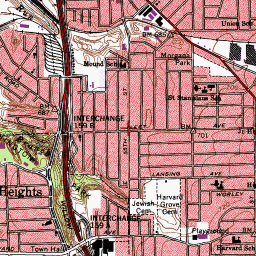 Topographic Map of Karlin, OH