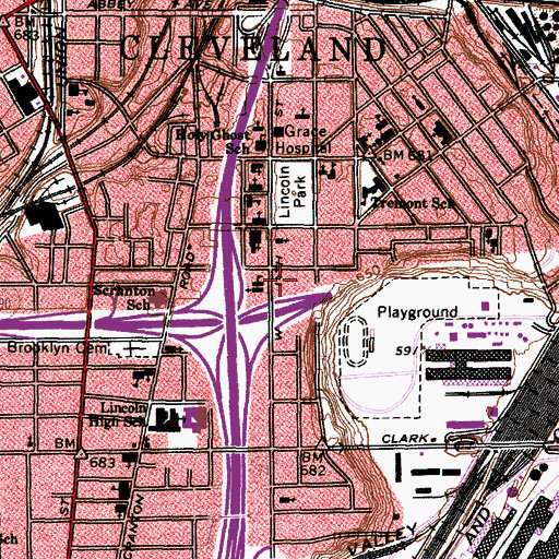 Topographic Map of Lincoln Park Methodist Episcopal Church (historical), OH
