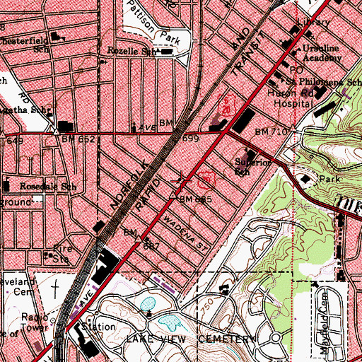Topographic Map of Mayflower Congregational Church (historical), OH