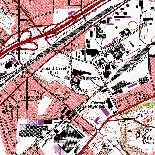 Topographic Map of Nottingham Water Filtration and Pump Station, OH