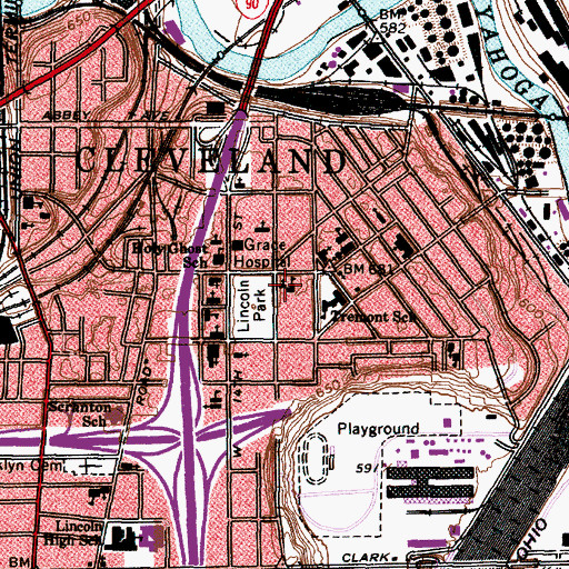 Topographic Map of Our Lady of Mercy Catholic Church, OH