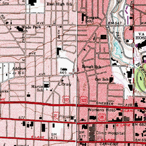 Topographic Map of Park Congregational Church (historical), OH