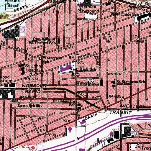 Topographic Map of Peoples-Hope United Methodist Church (historical), OH