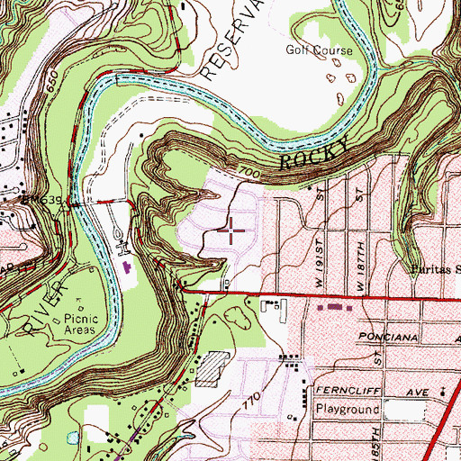 Topographic Map of Puritas Springs Park (historical), OH