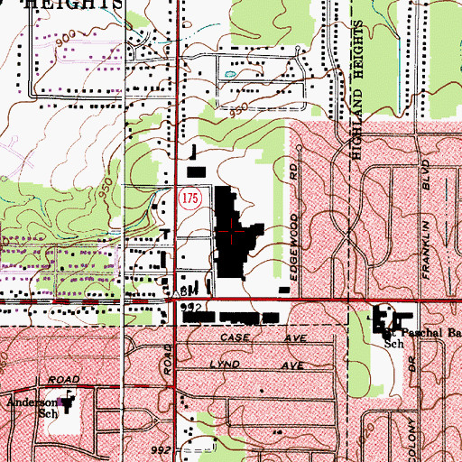 Topographic Map of Richmond Town Square Shopping Center, OH