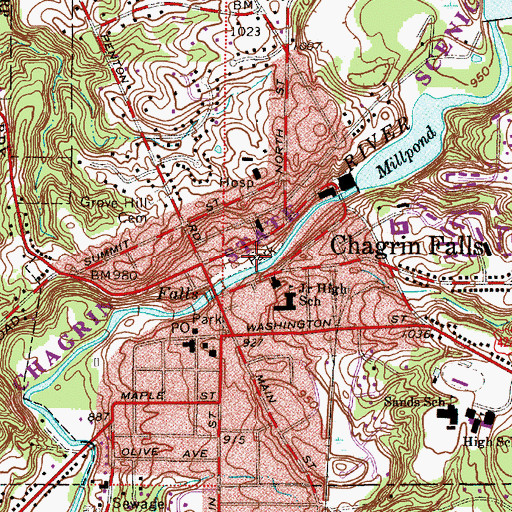 Topographic Map of Riverside Park, OH