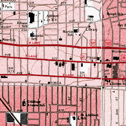 Topographic Map of Saint Agnes Catholic Church, OH