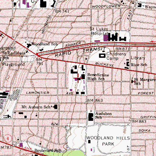 Topographic Map of Saint Andrews Abbey, OH