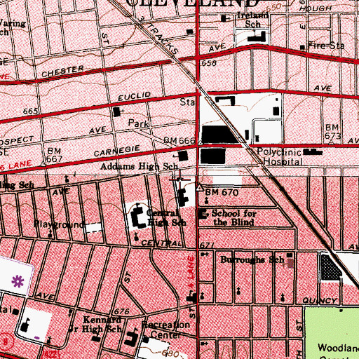 Topographic Map of Saint Andrews Episcopal Church, OH