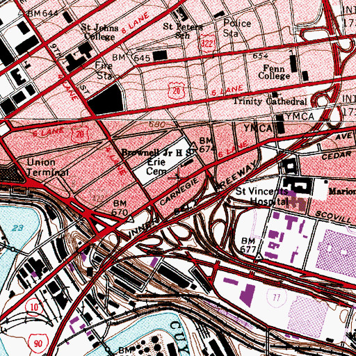 Topographic Map of Saint Anthonys Catholic Church (historical), OH