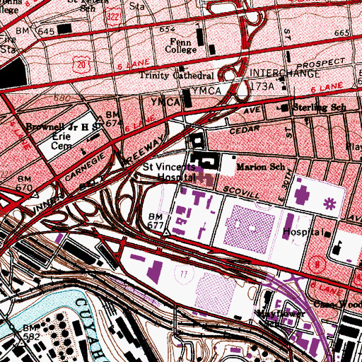 Topographic Map of Saint Bridgets Catholic Church (historical), OH