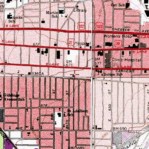 Topographic Map of Saint James African Methodist Episcopal Church, OH