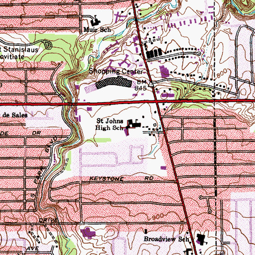 Topographic Map of Saint John the Baptist Byzantine Catholic Church, OH