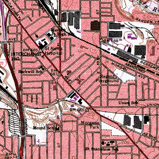 Topographic Map of Saint Johns Evangelical Lutheran Church (historical), OH