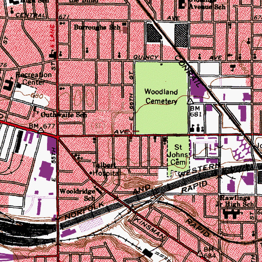 Topographic Map of Saint Joseph Home for the Aged (historical), OH