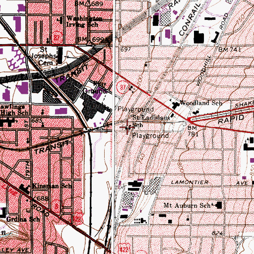 Topographic Map of Saint Ladislaus Catholic Church, OH