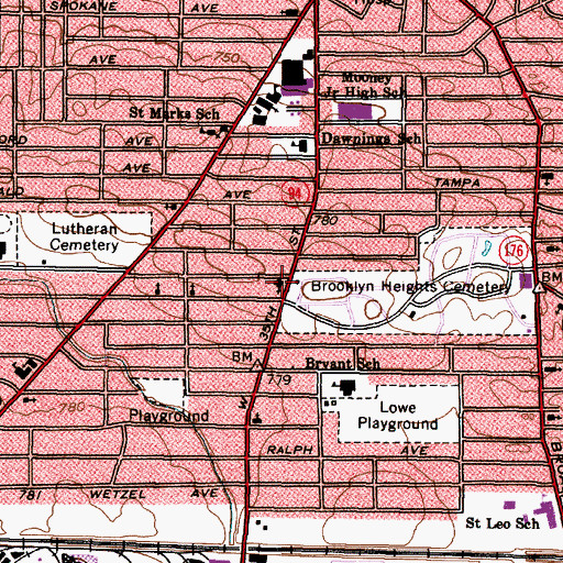 Topographic Map of Saint Marys Byzantine Catholic Church, OH