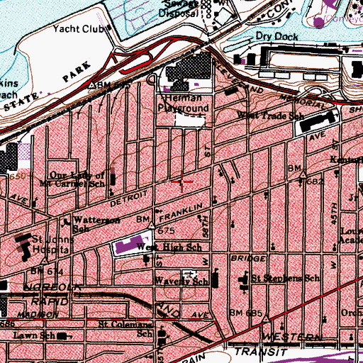 Topographic Map of Saint Marys Romanian Orthodox Church, OH