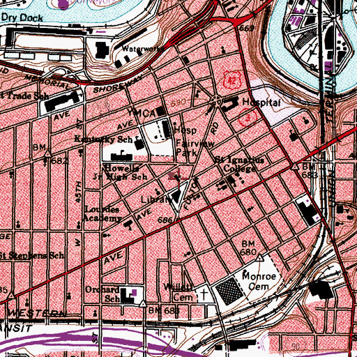 Topographic Map of Saint Patricks Catholic Church, OH