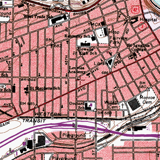 Topographic Map of Saint Pauls German Methodist Church (historical), OH