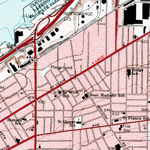 Topographic Map of Saint Spyridon Greek Orthodox Church (historical), OH