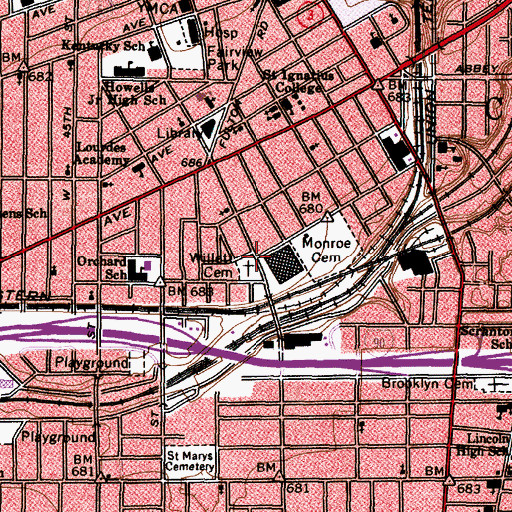 Topographic Map of Saint Vincents Orphan Asylum (historical), OH
