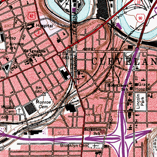 Topographic Map of Saint Wendelin Catholic Church, OH