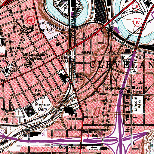 Topographic Map of Saint Wendelin School, OH