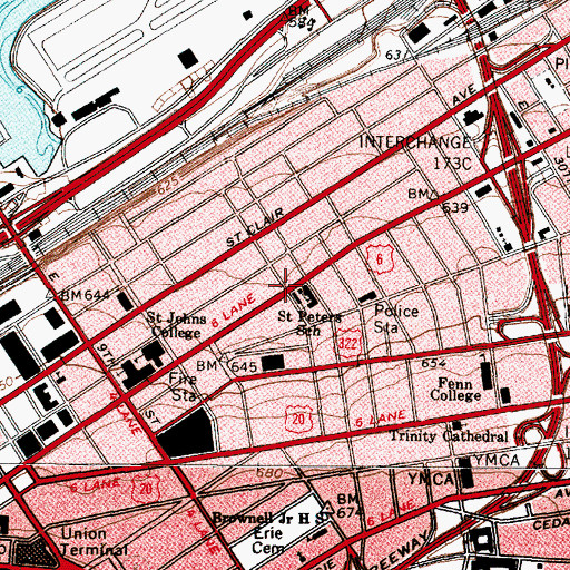 Topographic Map of Schifflein Christ Church (historical), OH
