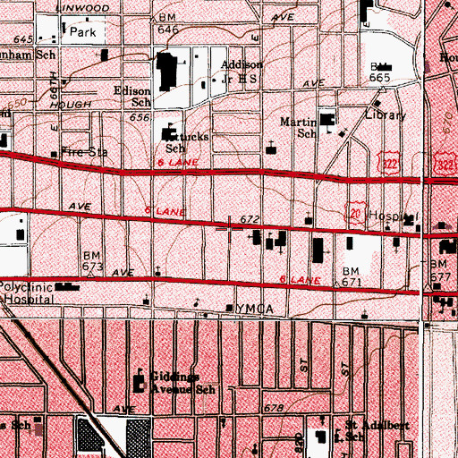 Topographic Map of Second Church of Christ Scientist (historical), OH