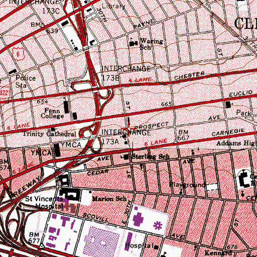Topographic Map of Second Presbyterian Church (historical), OH