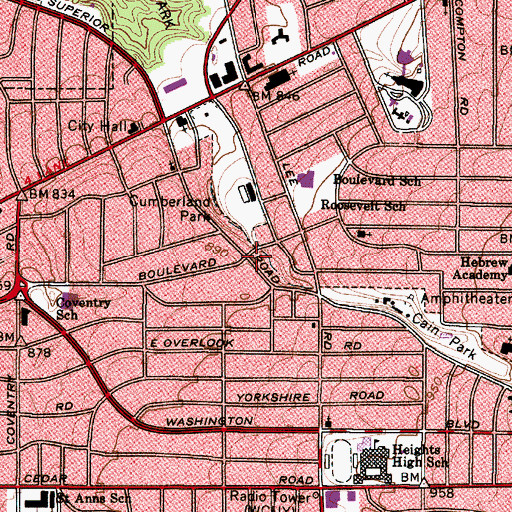 Topographic Map of Superior Street School (historical), OH