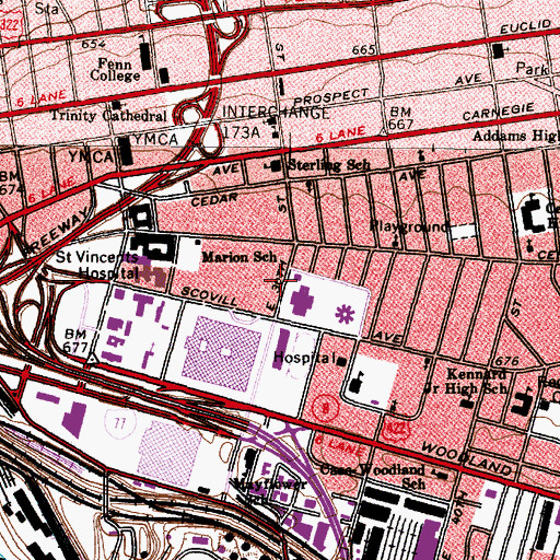 Topographic Map of Tabernacle Baptist Church (historical), OH