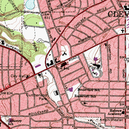 Topographic Map of Temple on the Heights, OH
