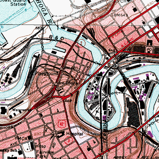 Topographic Map of The Angle, OH