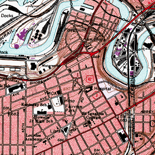 Topographic Map of Third Baptist Church (historical), OH