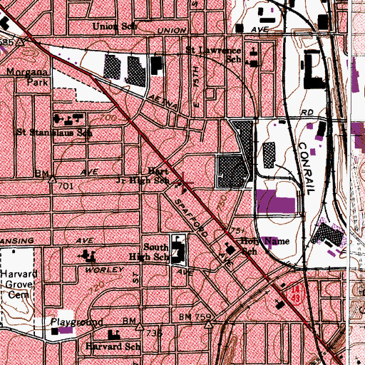 Topographic Map of Trinity Baptist Church (historical), OH