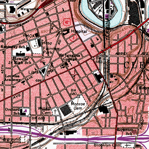 Topographic Map of Trinity Evangelical Lutheran Church, OH